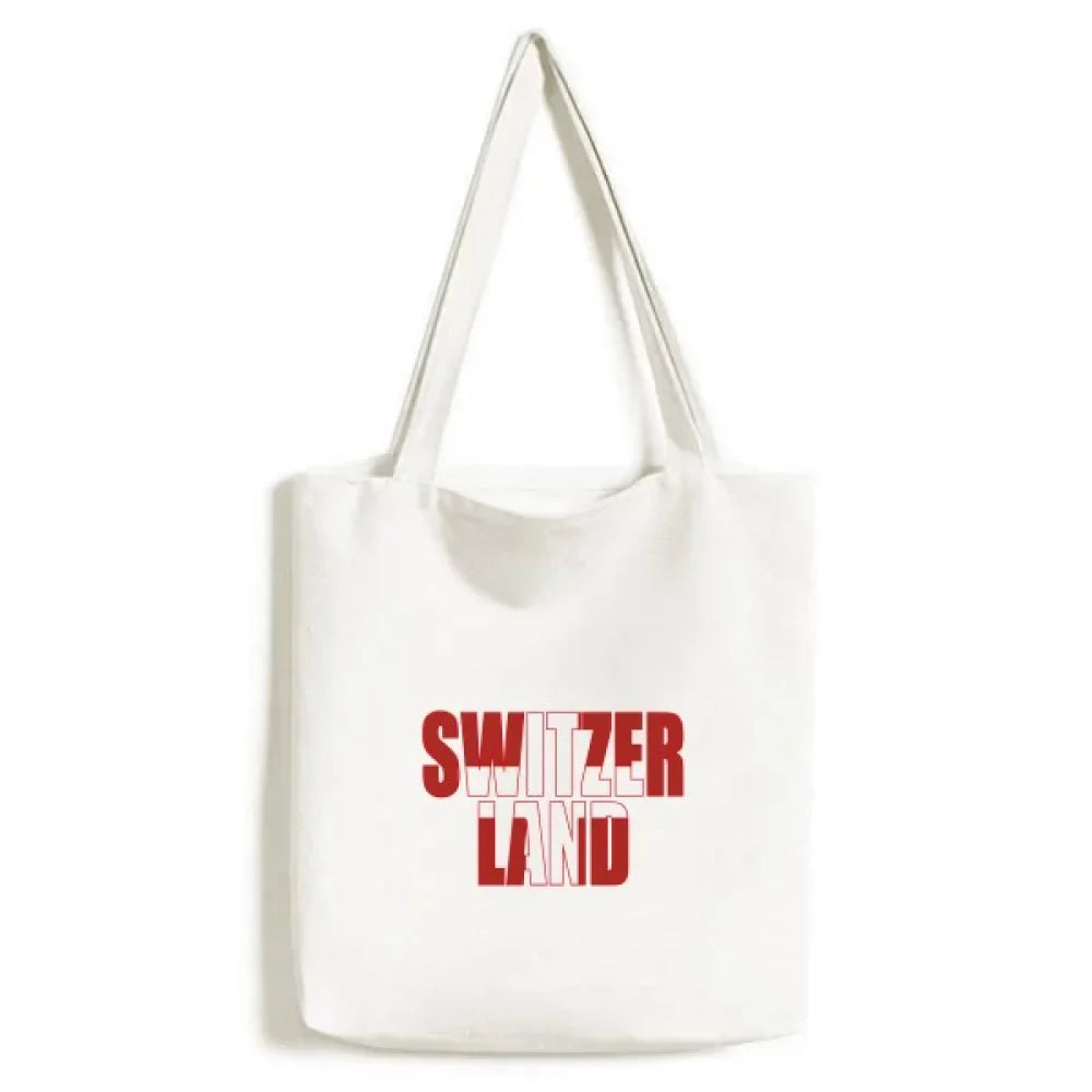 Name Handbag Bag Switzerland Flag Country Tote Canvas Satchel Casual Shopping