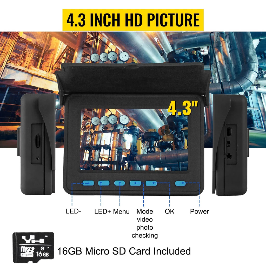 Camera LCD Pipeline Camera FT, Monitor with 6PCS BENTISM Lithium Sewer Function, Camera LED, Camera, 4.3 Inch 98.4 Duct 8500MAH Inspection DVR Battery, Inspection Pipe 30M TFT