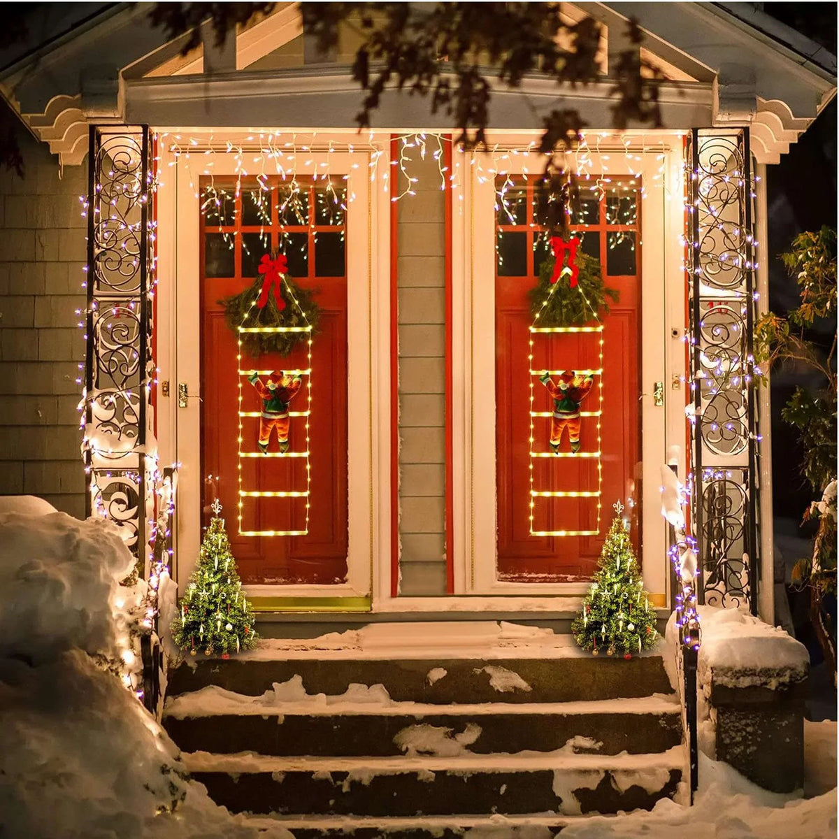 Climbling Home Santa Christmas with Claus for Garden 10.5 Xmas Outdoor Wall Ladder ft Porch Led Waterroof Lights Roof Xmas Lights Lights Tree Lava Decor