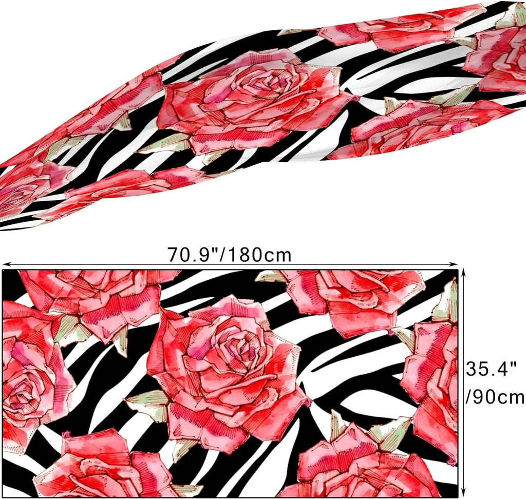 Scarves Long Scarf Red Roses Neck Women Girls Shawl Hyjoy Wrap Watercolor for Lightweight Silk