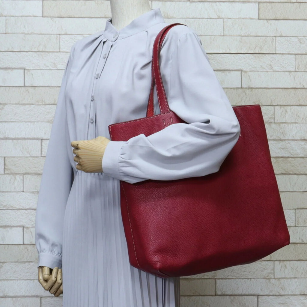 Taurillon Pre-Owned 36 Sense (Good) Hermes Clemence Tote Ladies HERMES Red Bag Double