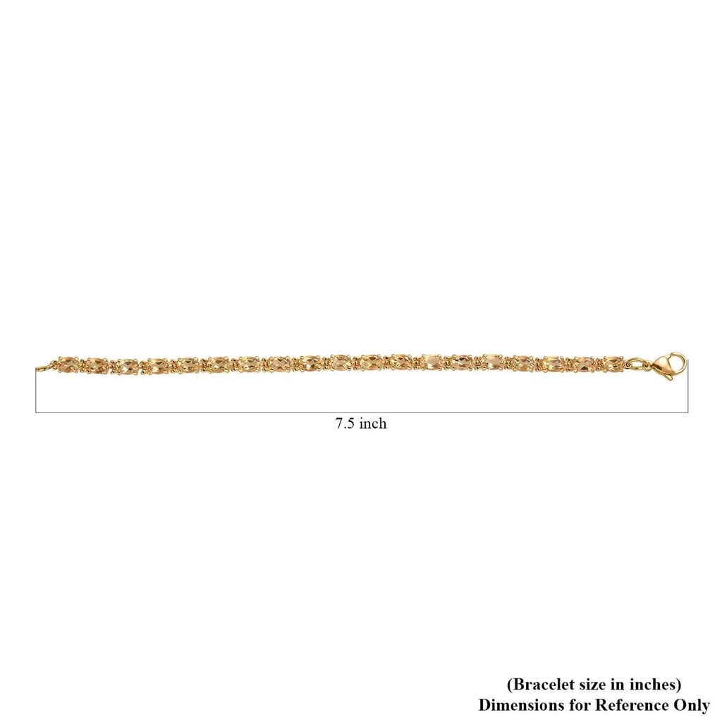 Women Ion 7.25" Yellow Shop Stainless Gifts Citrine Steel Plated Size Birthday Jewelry for Gold 7.38 Oval Ct Bracelet LC