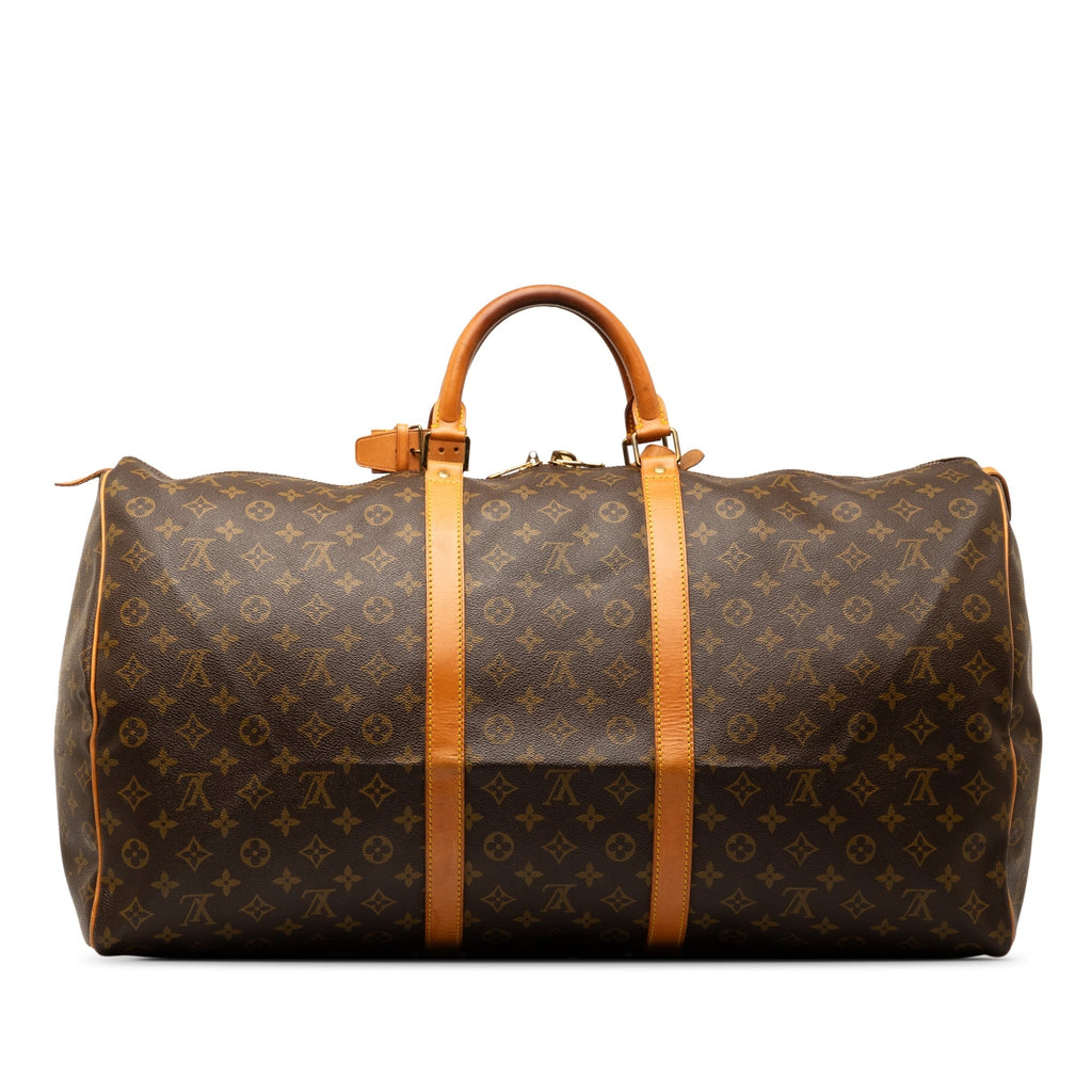 Canvas WeekenderBag Unisex Keepall Authenticated Bag Brown Vuitton Louis Monogram Travel Pre-Owned 60 (Fair)