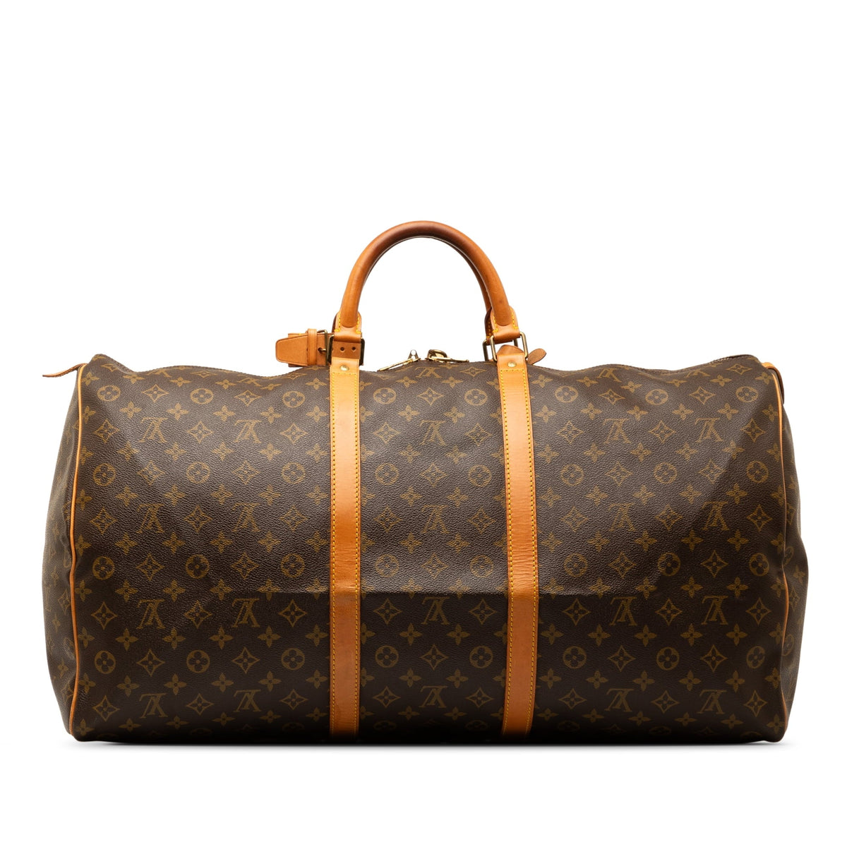 Canvas WeekenderBag Unisex Keepall Authenticated Bag Brown Vuitton Louis Monogram Travel Pre-Owned 60 (Fair)