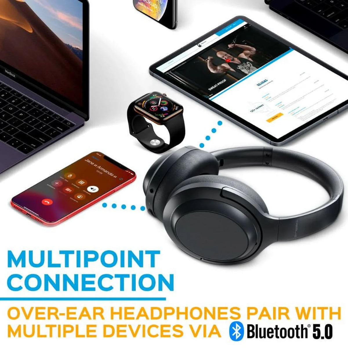 Noise Canceling Headphones Touch PRO Hybryd & USB-C Bluetooth Active Fast with Playtime Z7 (Grey) w/aptX, Control Ear Charging, - Sound, Over Wireless 45H Headphones Mic Stereo TREBLAB - ANC