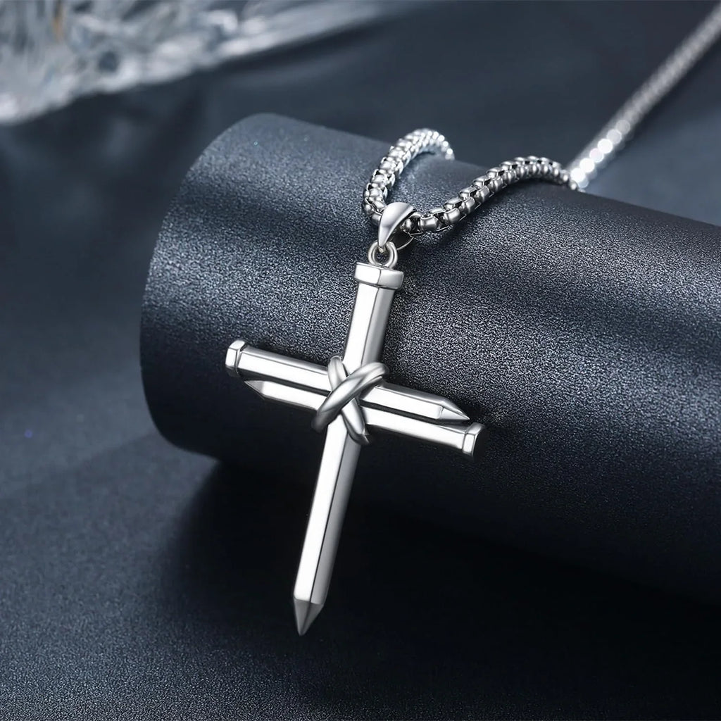Nail Graduation Religious Midir&Etain Jewelry Solid Men Cross Boys Sterling Gifts Charm Cross 925 Silver Necklace Cross Pendant Necklace Christian for