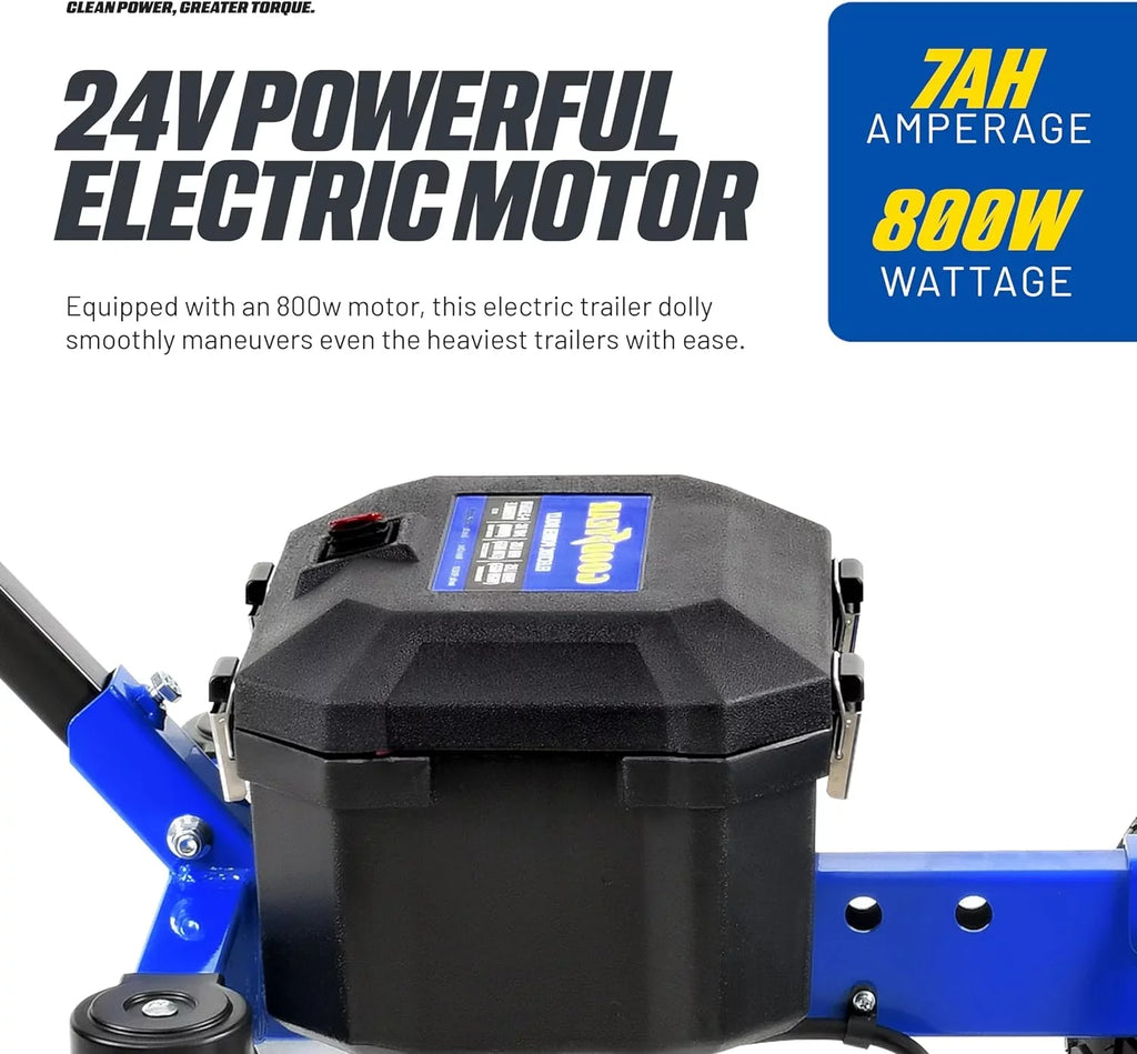 Goodyear 600LB Ski Weight, Operation, Ball Tongue Advanced Trailer Mount DC 7Ah, 24V RV/Boat/Utility/Jet Hitch Electric Trailer Dolly 2" with – Max Quiet Commercial Weight, 3600LBS 800W Mover
