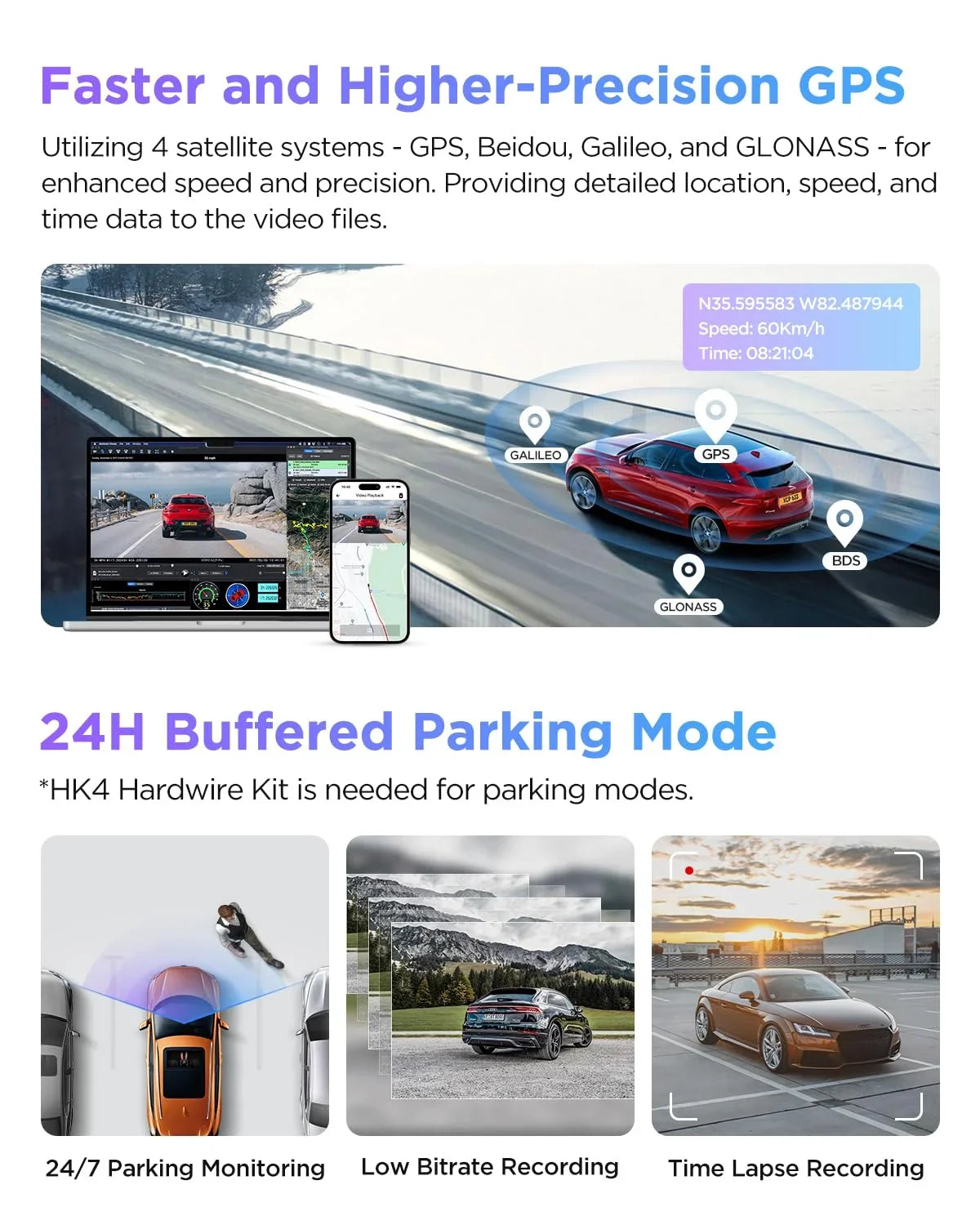 4K+2K GPS, with & A229 lb STARVIS Camera 2 Car Front Dashcam Dual VIOFO IMX675 2CH Rear 2 Pro IMX678