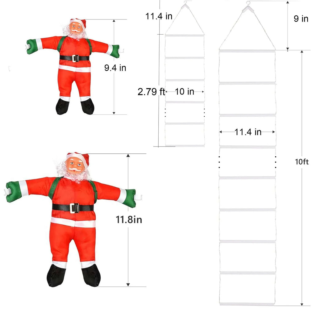 Climbling Home Santa Christmas with Claus for Garden 10.5 Xmas Outdoor Wall Ladder ft Porch Led Waterroof Lights Roof Xmas Lights Lights Tree Lava Decor