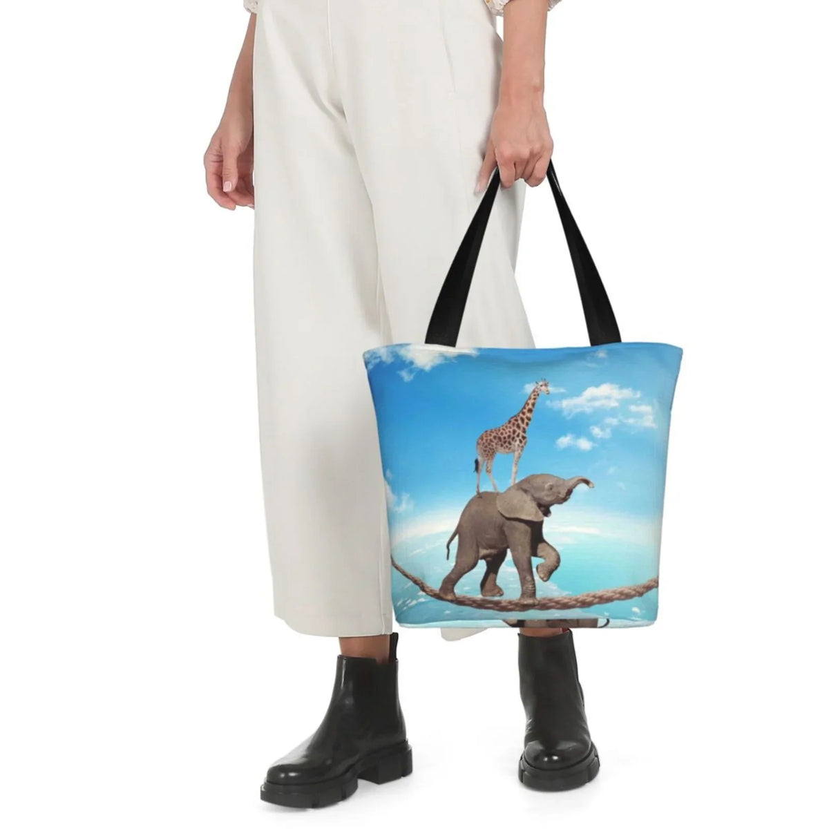 Rope Large Bag Elephant Overcomes On Bag,Shoulder High Bag Hobos Shopping Handbags Giraffe Walking Tote Lukts Capacity Women'S By Fear