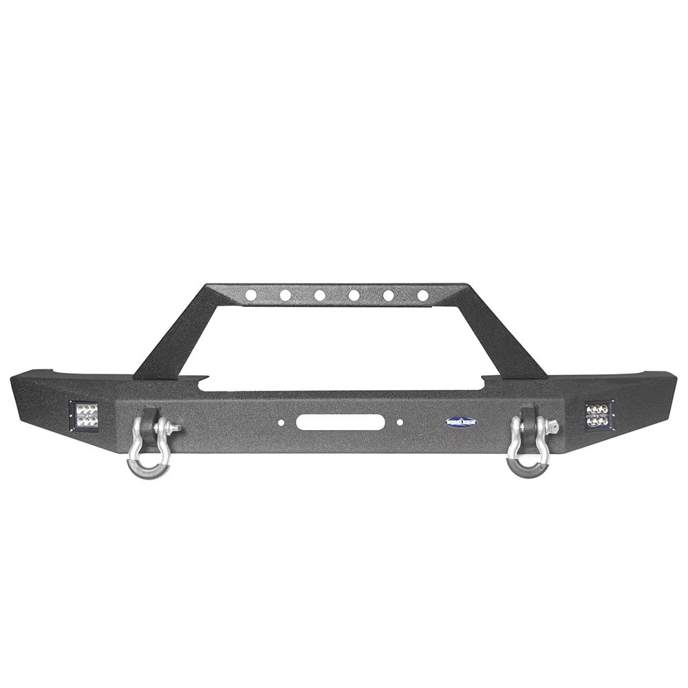 LED W/ Road Winch Front Steel Bumper & Jeep Cherokee XJ Fit 1984-2001 Hooke Spotlights Plate