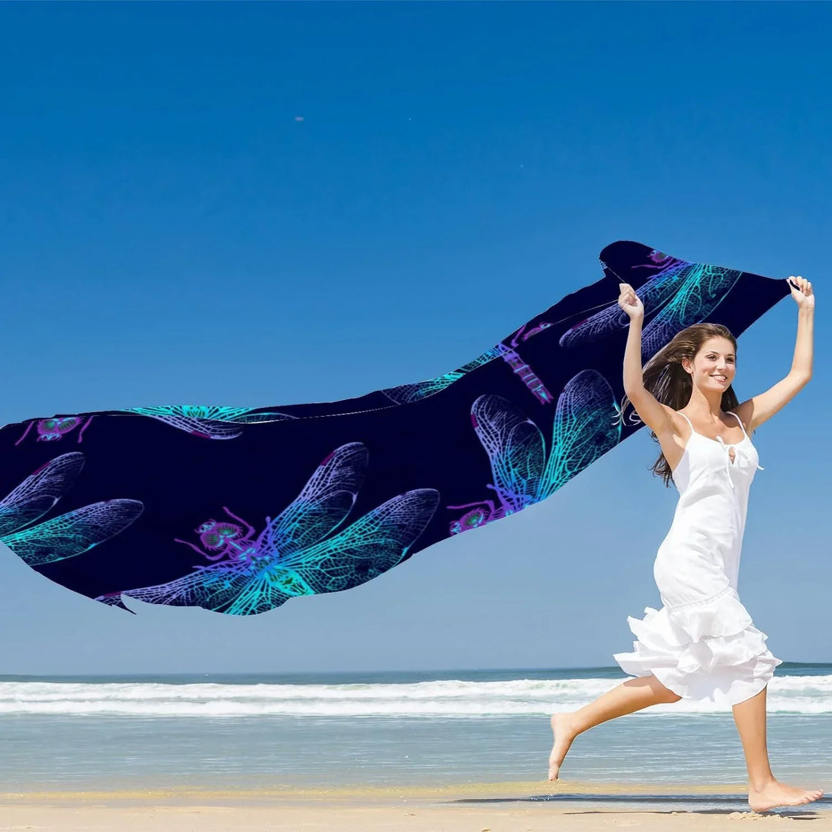 Silk Shawl Long Scarf Women Lightweight Scarves Dragonfly Wrap for Hyjoy Neck Girls