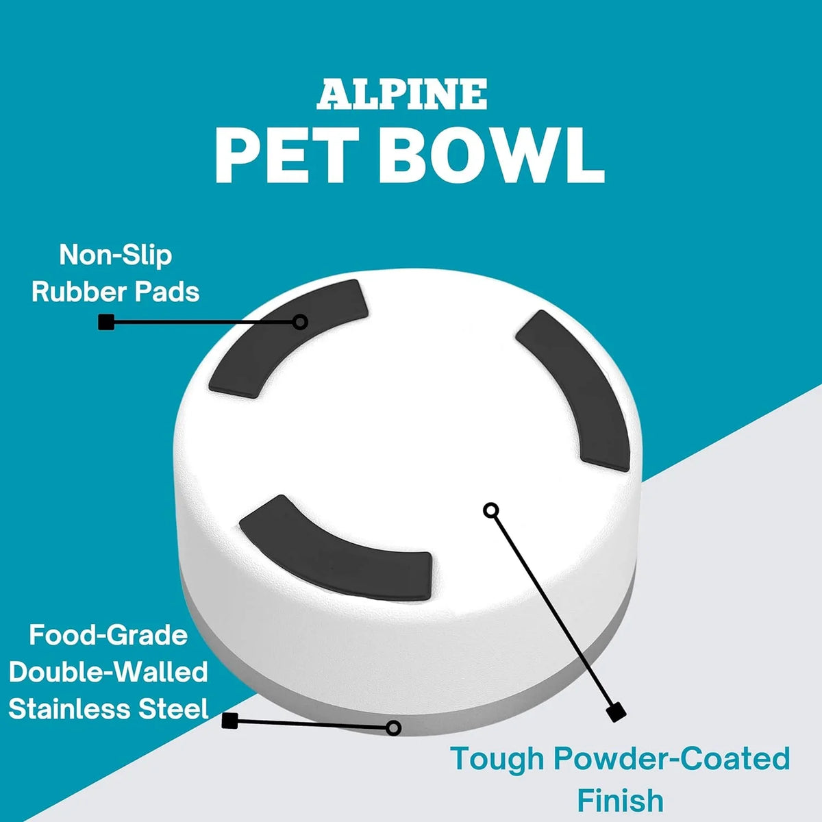 Stainless Pink) Insulated, (32 Walled Food Metal Water, ALPINE 2 Pet Bowls, Set Double Slip, oz, and Steel Dog Non for Bowl of Dishwasher Rustproof, Safe
