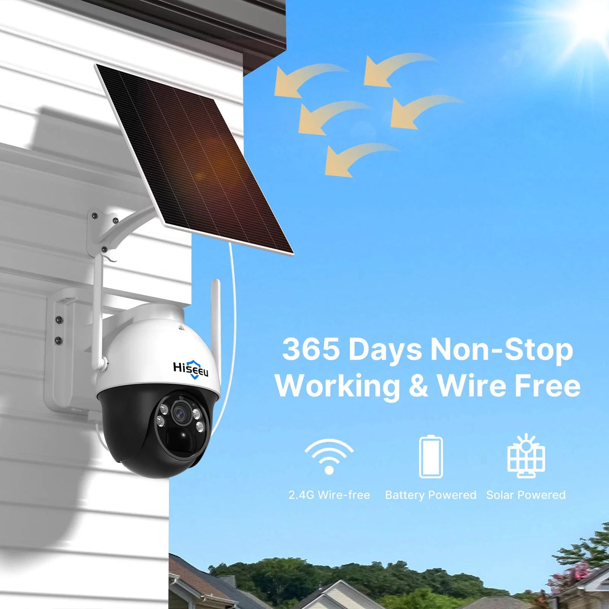 Hiseeu Camera,360 Rechargeable Wireless Night 2K/3MP digital Slot,Smart Vision,Spotlights,SD AI Detection Card Battery Solar zoom,2-Way View Audio,Color Security Pan/Tilt,8X