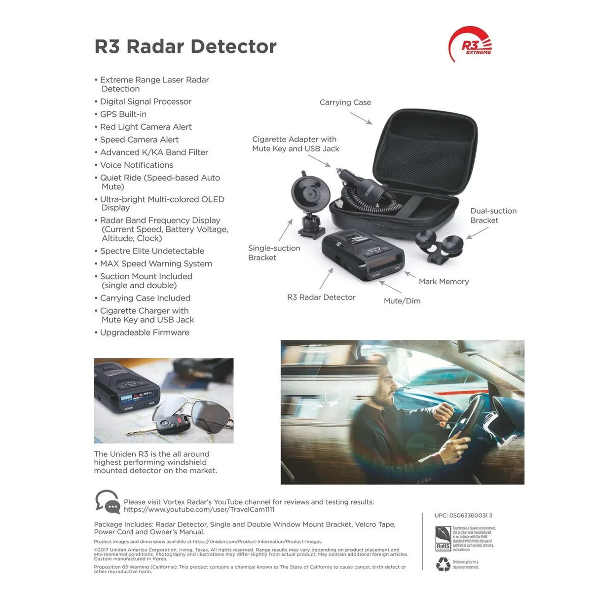 Detector/Laser R3DSP Extremely Radar Uniden Long-range GPS With Detector