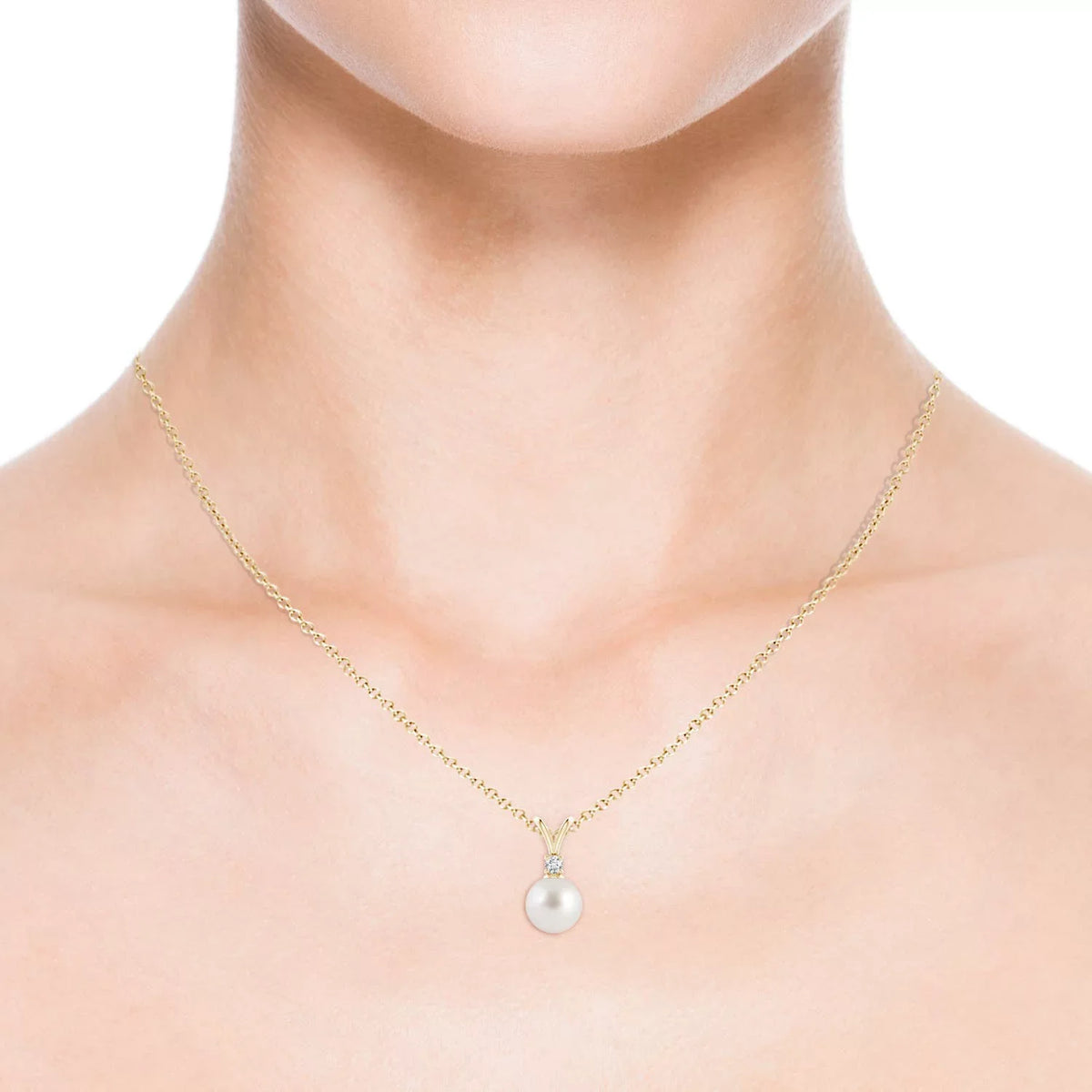 (Grade-AAA|Size-8mm) Gold in Gifts Angara Sea V-Bale Day Jewelry Women, 14K for Her Birthstone June for Cultured South Wedding, Yellow Pendant Engagement, Girls Valentines Birthday, Pearl Necklace