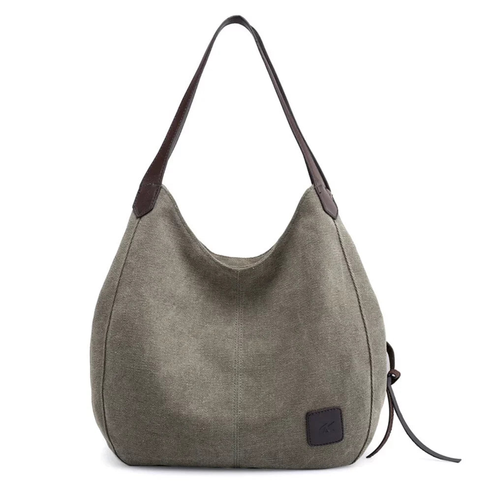 Multi-pockets Hobo Bags Women Handbag Canvas Shoulder Totes MIXFEER Bag Vintage
