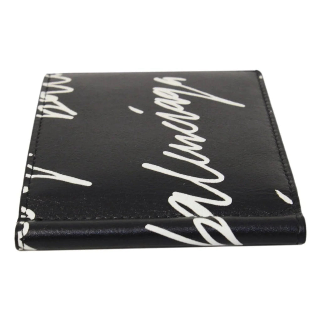 Black Logo Scribble Cash Wallet 625819 Money Clip Balenciaga Leather