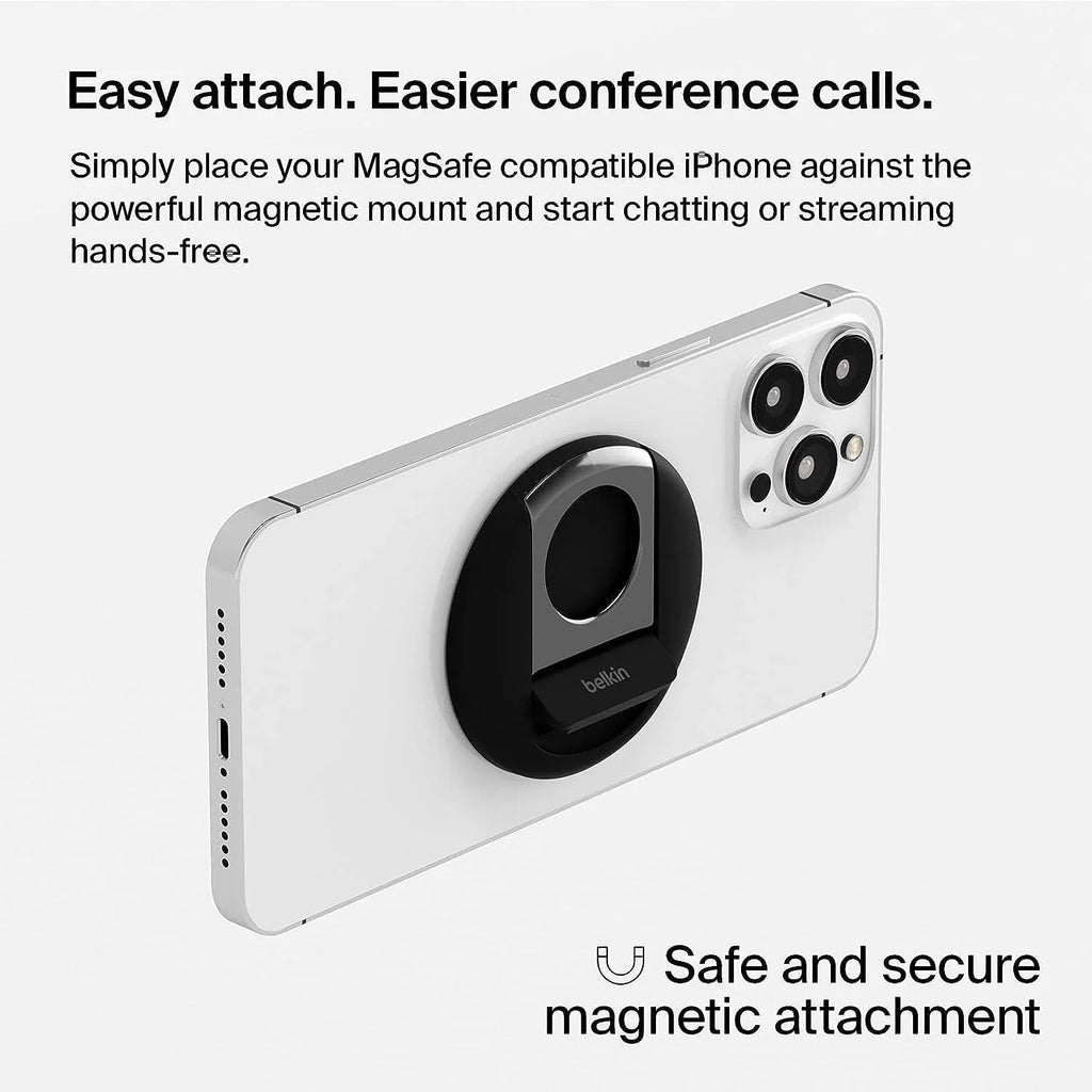 Mount, Continuity Turn to - 14, 13, 12 Black iPhone 15, iPhone Camera iPhone iPhone Compatible Pro, Air, Webcam, MacBook, with MacBook for Mount iPhone iPhone Camera Belkin iPhone MagSafe