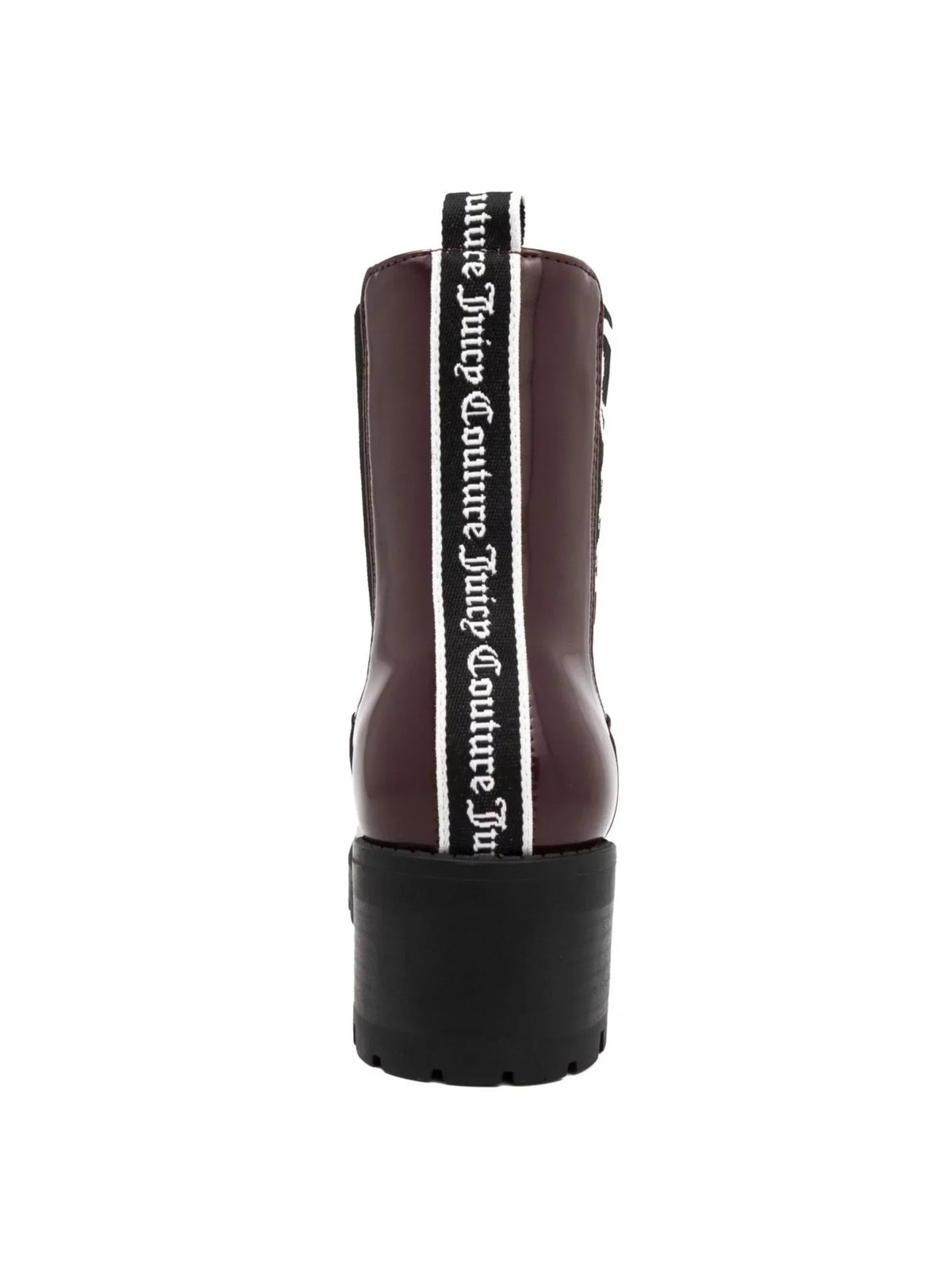 One-up JUICY Goring Comfort Round COUTURE Womens 7.5 Heel Logo M Toe Burgundy Block Booties