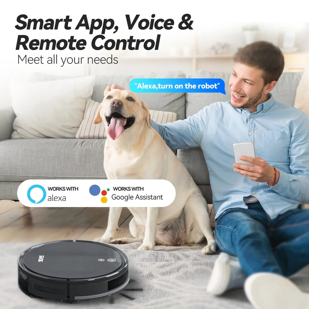 Floor Robotic with 2000 Robot 600ML Battery Care, Pa Suction Low & Automatic Cleaner, Ideal Self-Charging, 2600mAh Life Rove Pet Pile Strong and Hard for Carpet Sweeper Dustbin, Vacuum