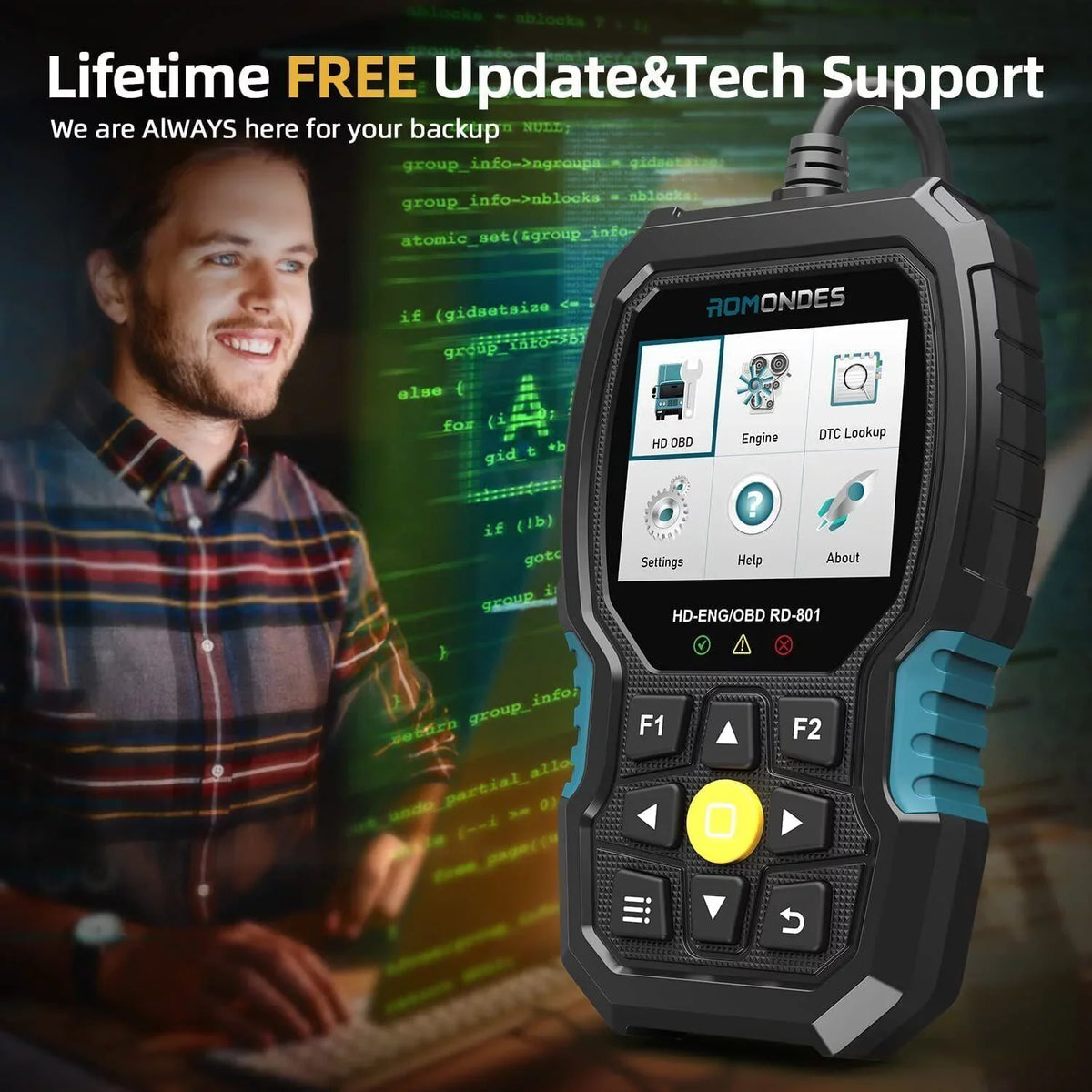 Tools RD801 Scanner Heavy Reset OBD2 Diagnostic Code Oil Duty Truck Reader Romondes Diesel Scanner Truck DPF