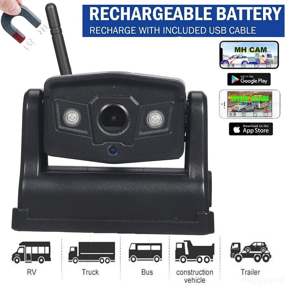 Wireless, Front/Rear High-Capacity Backup View 9600mAh WiFi Camera, Battery Magnetic JahyShow