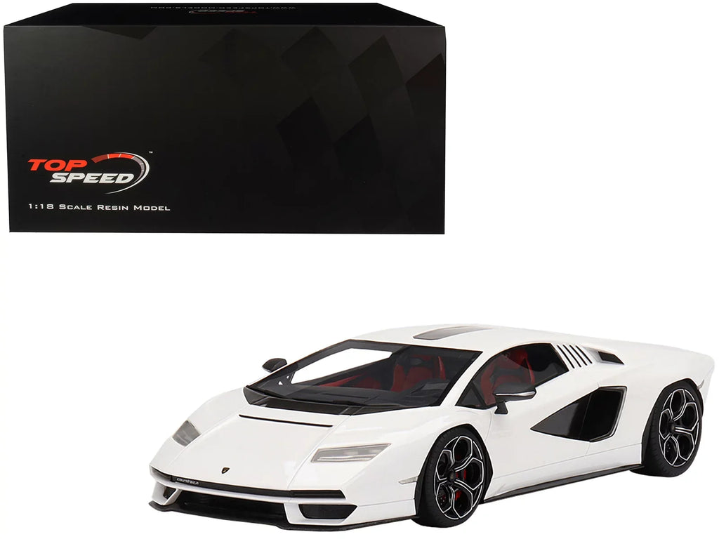 Top Accents design Speed Bianco Diecast 800-4 Car 1/18 by LPI with Lamborghini Countach Siderale White Black