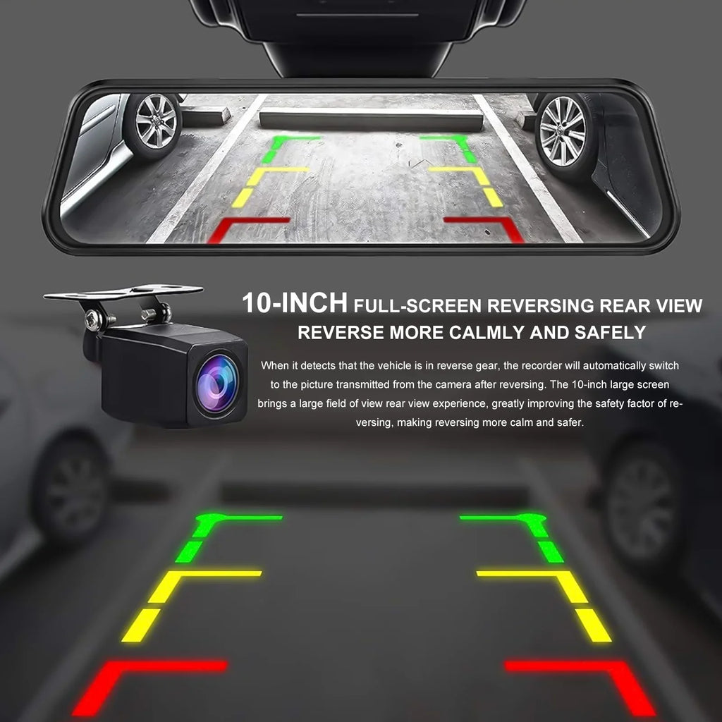 Rear, for Parking Mode Front Angle, Camera Card, 24H Vision, 10Inch Free Night 170°Wide Dash 1080P WDR, Cars, IPS Screen Cam Dash Full 32GB HD