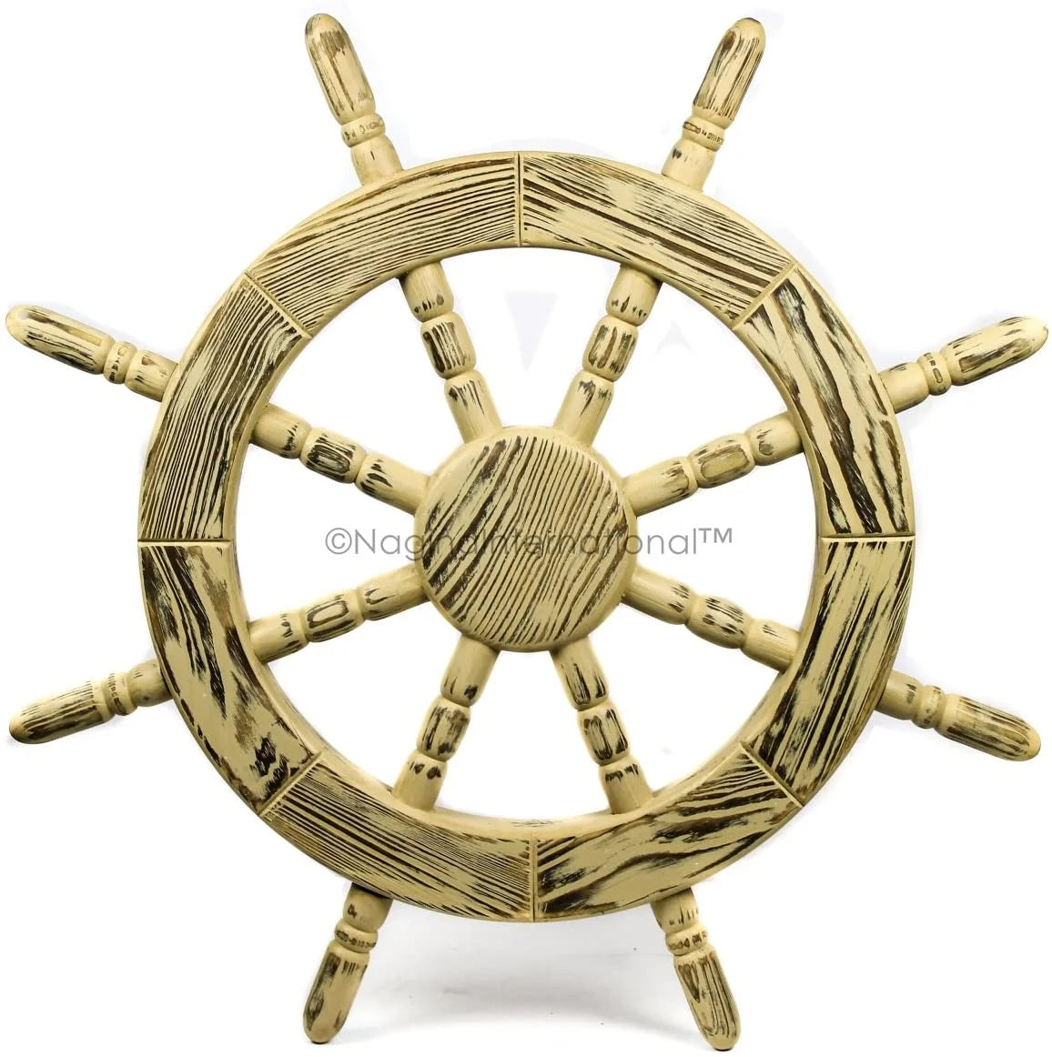 Wall Maritime Brown) Handcrafted Wall Ship Exclusive Inches, Antique | Nautical Decor Beautiful Pine (36 International Decor Rustic Nagina Junky Wheel