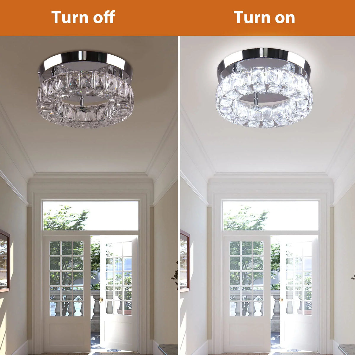 Hallway Fixture Flush Diisunbihuo 9.8" 6000K LED Mini W Mount Kitchen Ceiling Ceiling for Chandelier Lamp Fixtures 15 Light Round Crystal Foyer Light