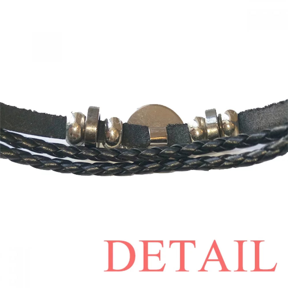 Rope Poker 3 Leather Heart Bracelet Wristband Woven Jupiter Love Braided