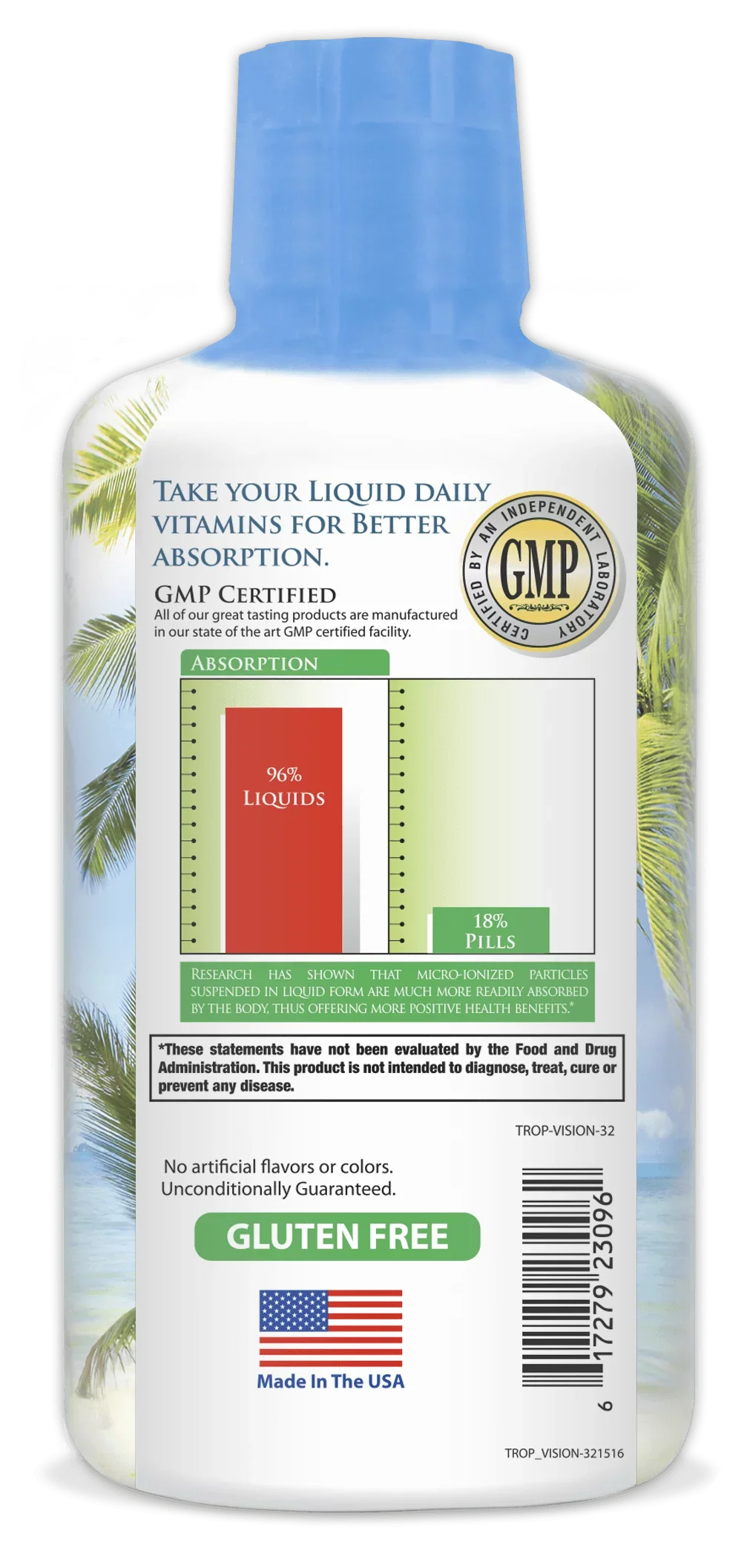 32oz Eye 20/20 Zeaxanthin, Vision Astaxanthin Vitamin Tropical 32 – - Max Absorption Oasis Servings, – with Lutein, Formula
