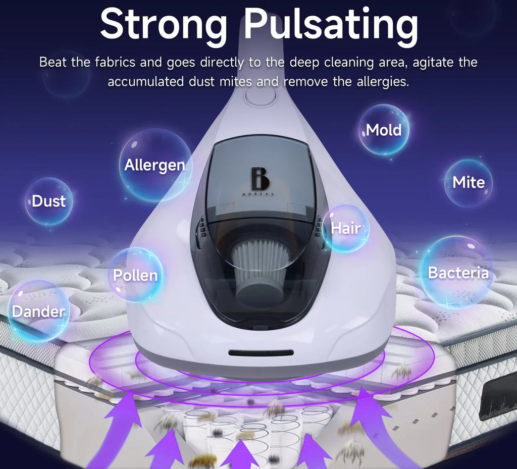 Handheld Pad&True Pulsating Sanitizer Vacuum Hair/Dust Kills Large with Allergen UV Allergens/Bacteria/Mite HEPA remove Cleaner