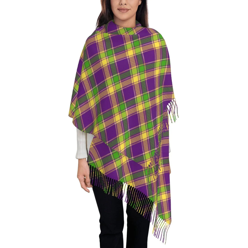 Art Bingfone Plaid Mardi Scarves Scarf Women Gifts- Large Print Gras Cashmere Wrap Soft Elegant Warm Shawl Winter For Feel