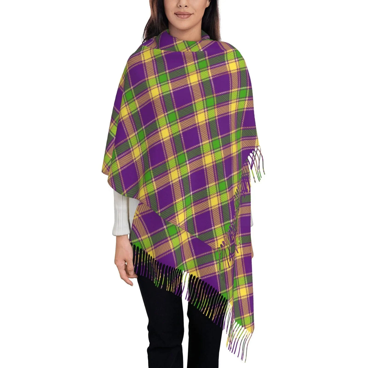 Art Bingfone Plaid Mardi Scarves Scarf Women Gifts- Large Print Gras Cashmere Wrap Soft Elegant Warm Shawl Winter For Feel