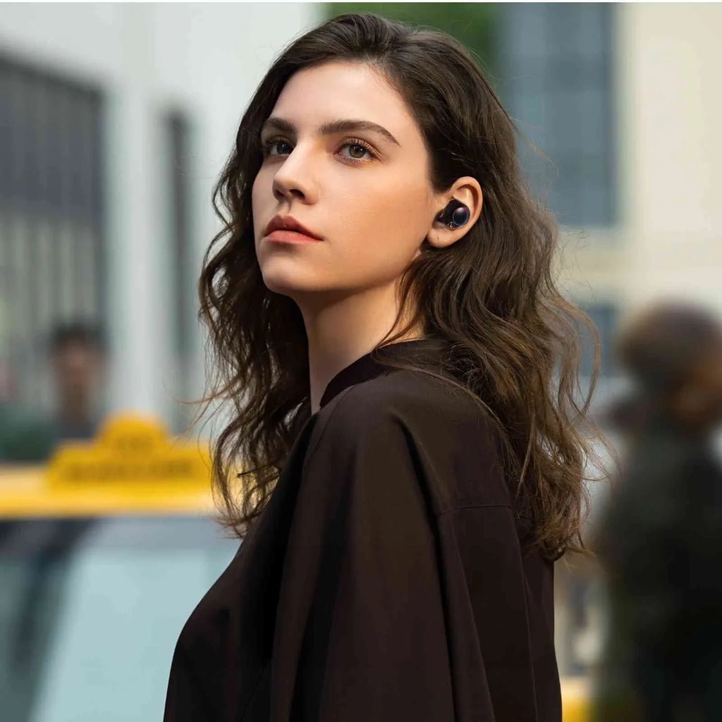 Connection, Smart Bluetooth 5.2 Bass Compatible Bluetooth True Earbuds Dual Connect, Tab with Charging Balanced, Boost Yoga Resistance, Black, Water UrbanX IPX5 + Wireless Case,