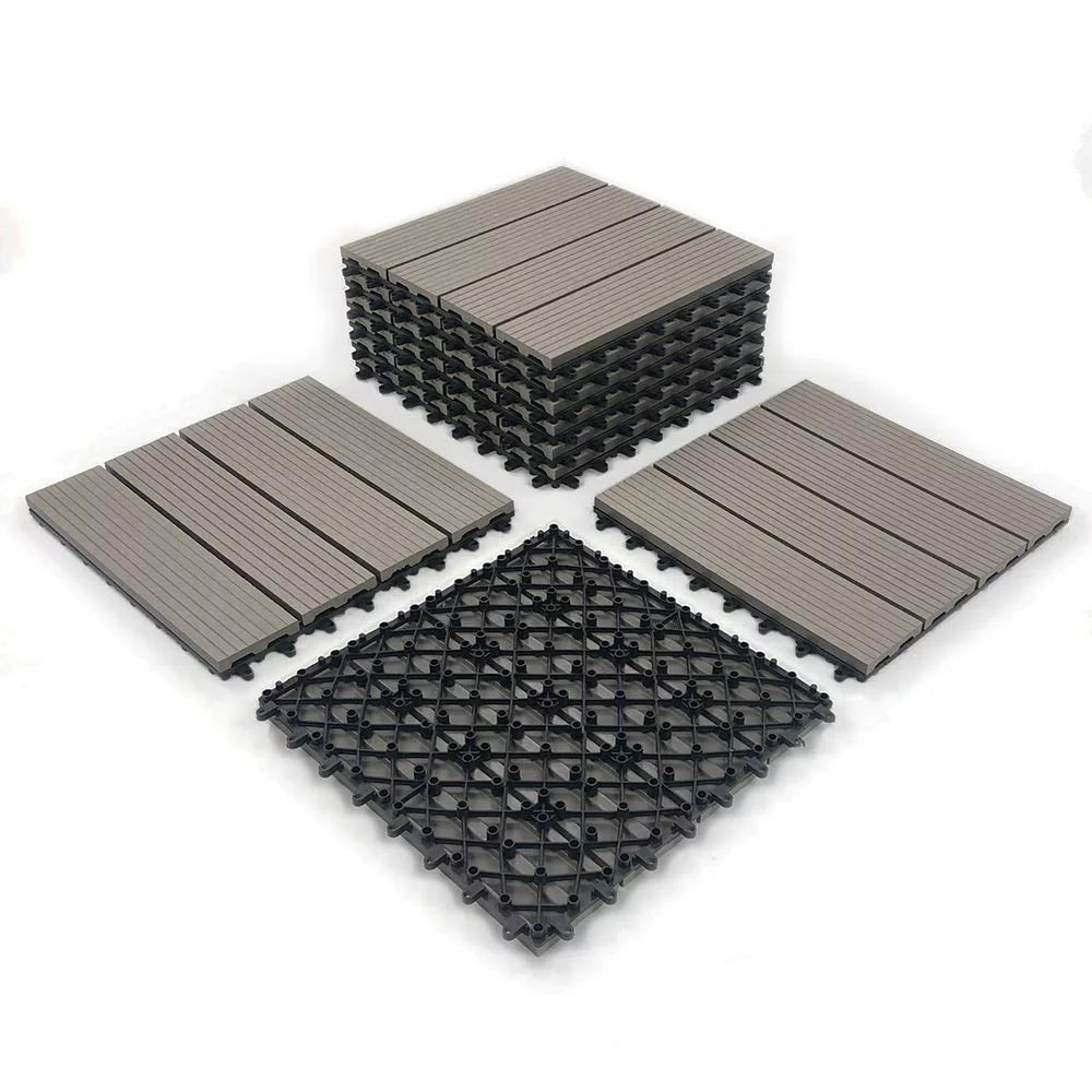 Wood-Plastic Easy 12" (9 Gray x DIY 12" x Deck RevTime 3/4”, Tiles Pcs)