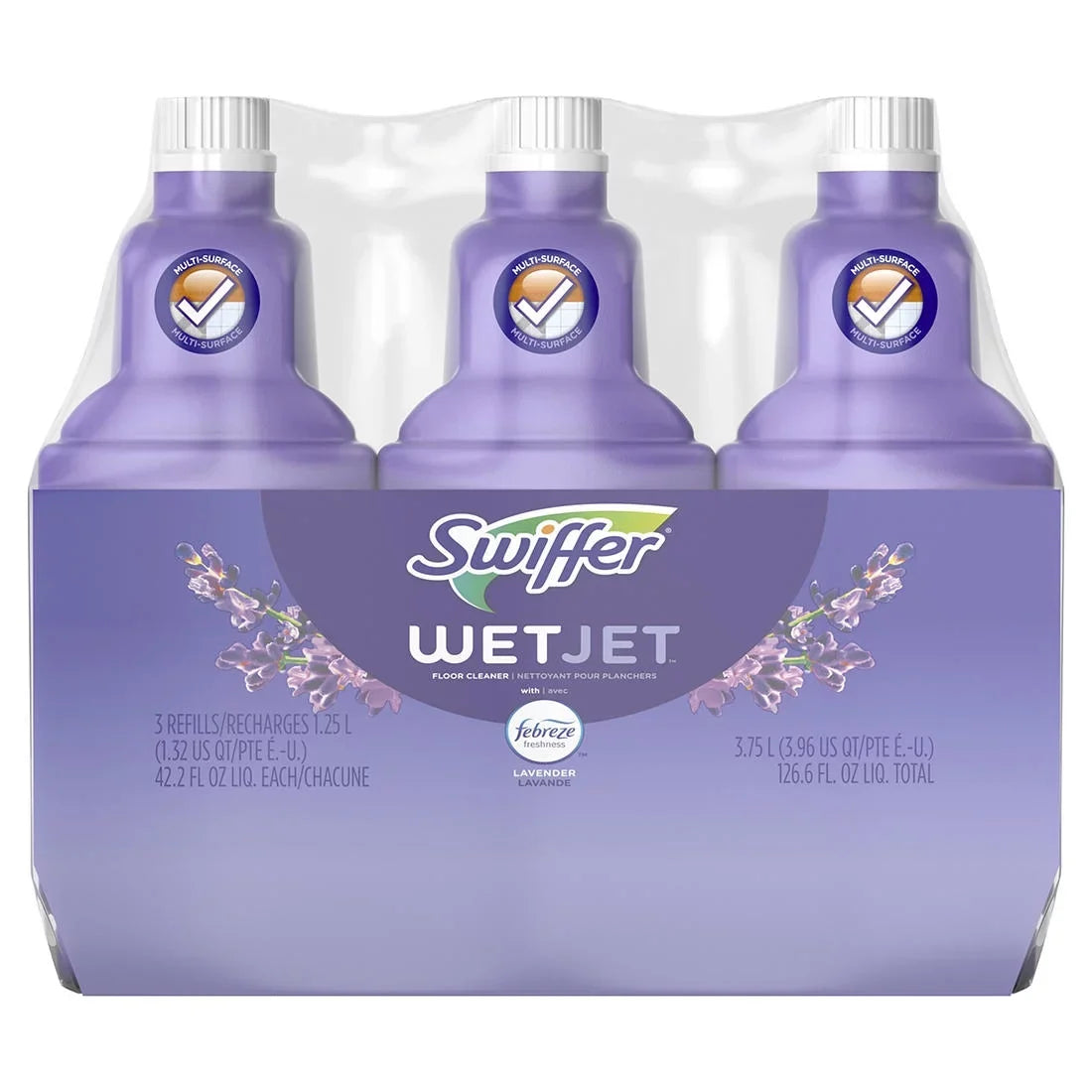 3 WetJet Lavender Febreze Swiffer Cleaner ct./1.25L and Vanilla Floor Comfort Multi-purpose Scent, Solution,