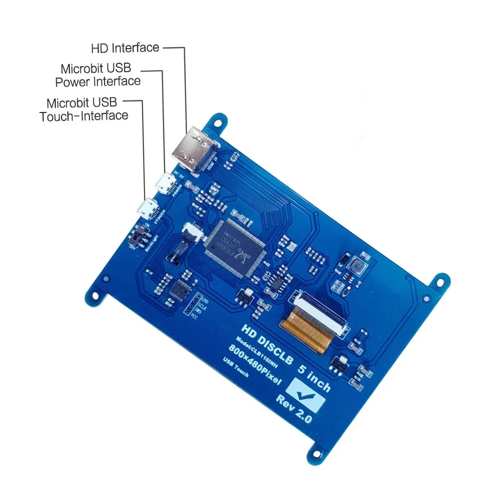 Display Portable 5 Interface Inch moobody Small with Raspberry Compatible USB 800*480 Pi Tool Touchscreen Capacitive with Resolution