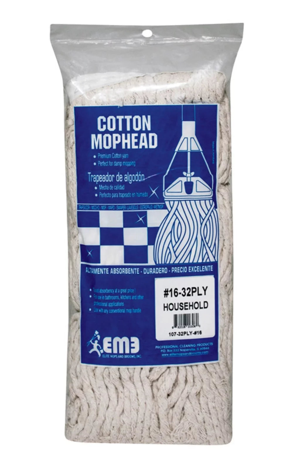 6 Cotton of 16 Bagged Case Cut End and 32 Brooms Yarn Mops Ply # Elite