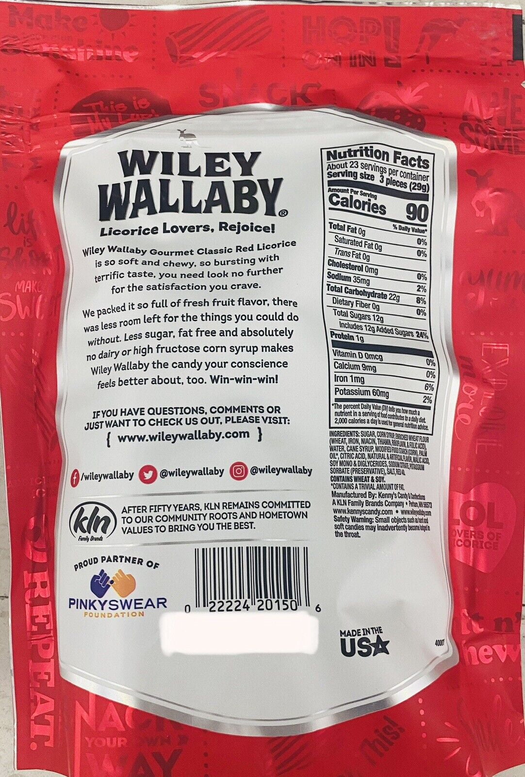 Chewy SIZE Licorice 24 & Soft Bag Oz Classic FAMILY Wiley Red Wallaby STRAWBERRY