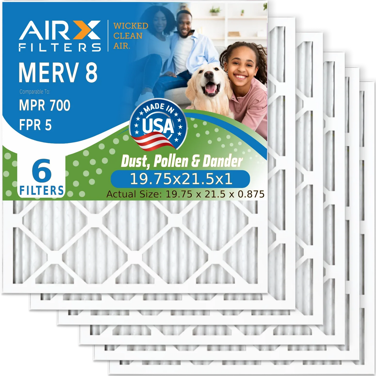 Electrostatic Made Pack Premium by Air AC Pleated to AIRX FILTERS Conditioner USA FPR MERV AIR. 6 Furnace 700 MPR & Filters Filter 19.75x21.5x1 HVAC CLEAN 8 Comparable 19.75x21.5x1 WICKED Air Filter 5