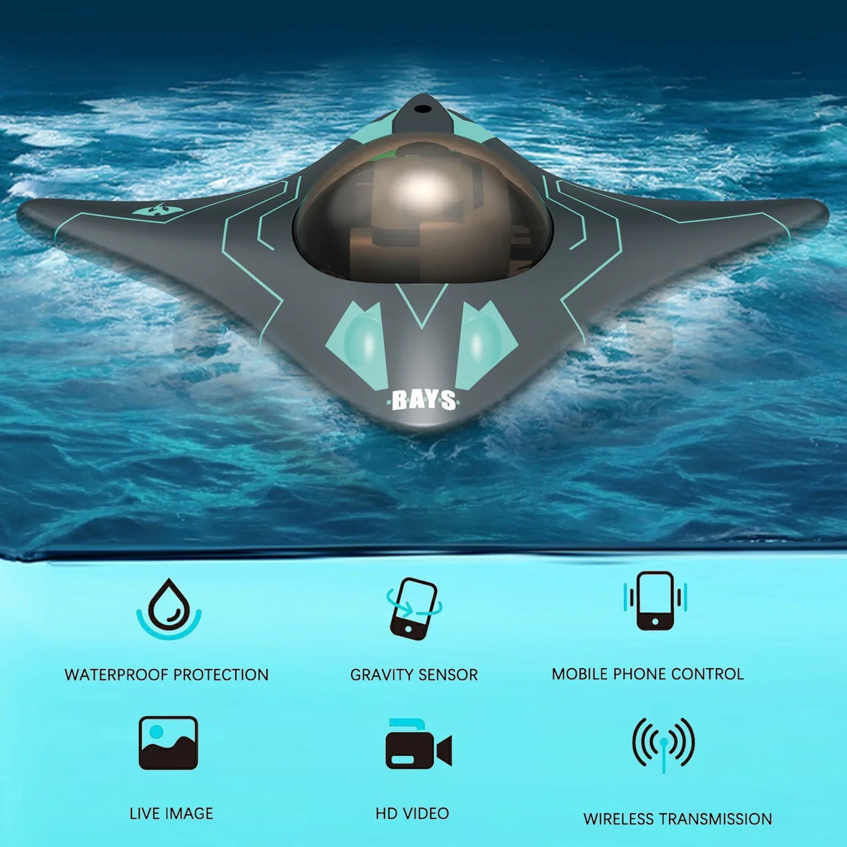 Anself with Boat Remote Underwater WiFi Camera Black Control