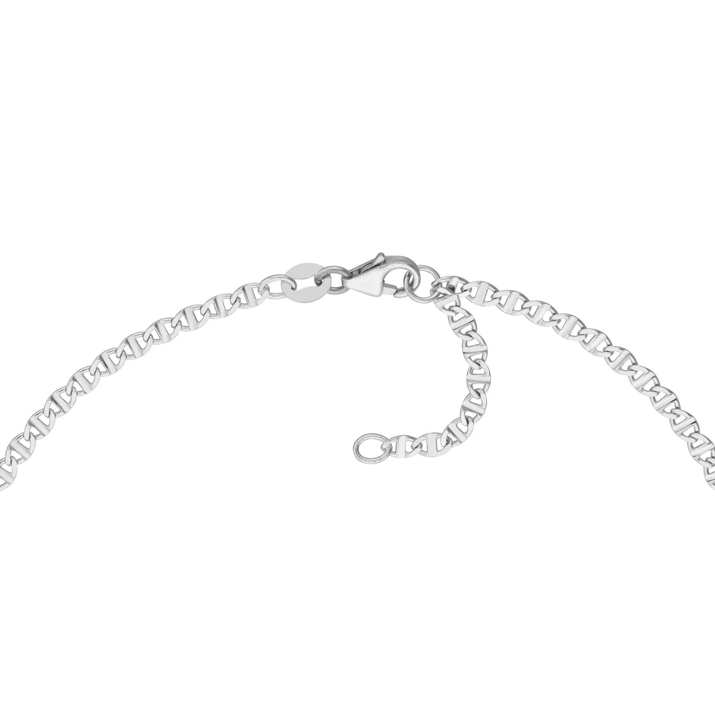 Mariner 14K Link Gold Anklet Adjustable Flat 2.20mm White 9"-10" Women's