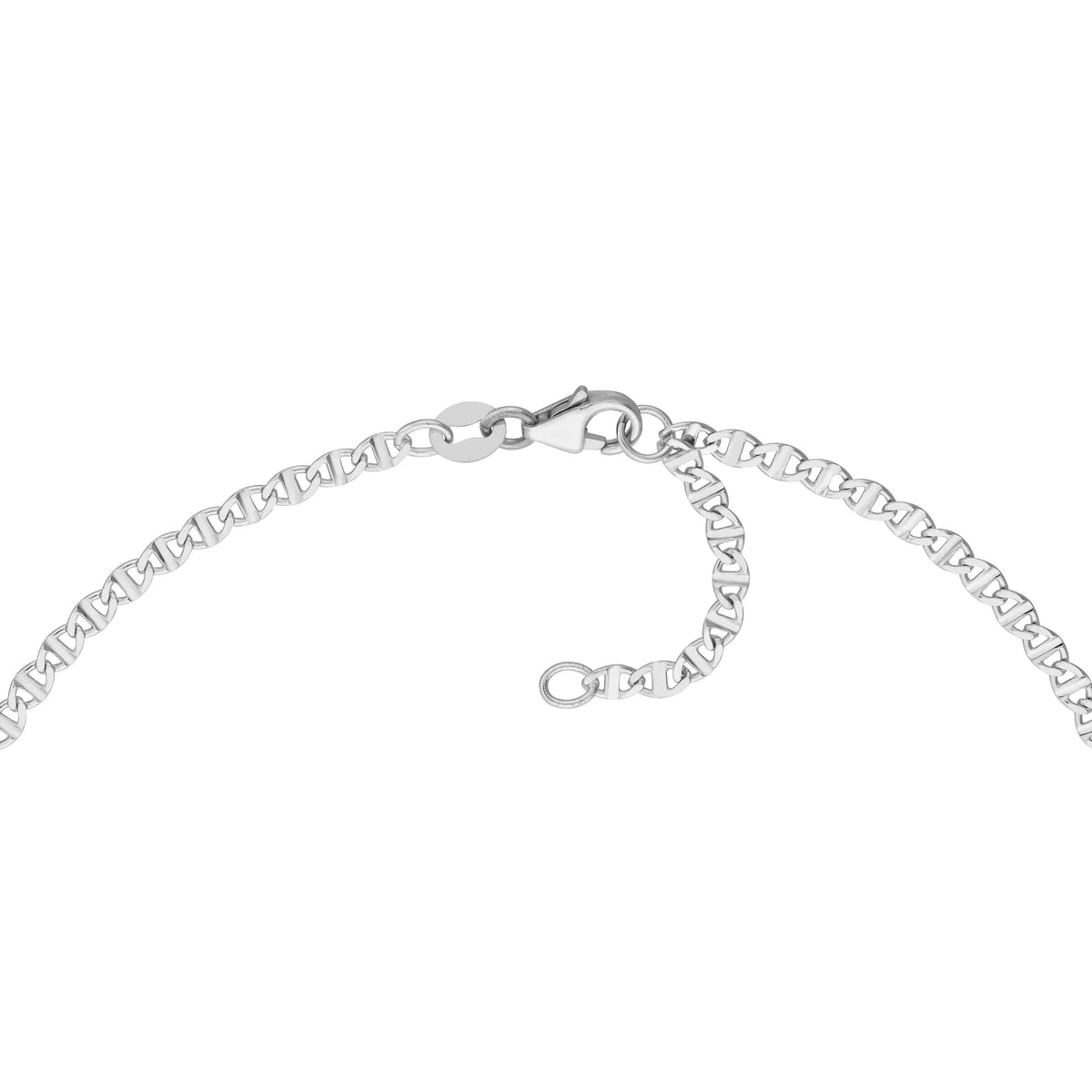 Mariner 14K Link Gold Anklet Adjustable Flat 2.20mm White 9"-10" Women's