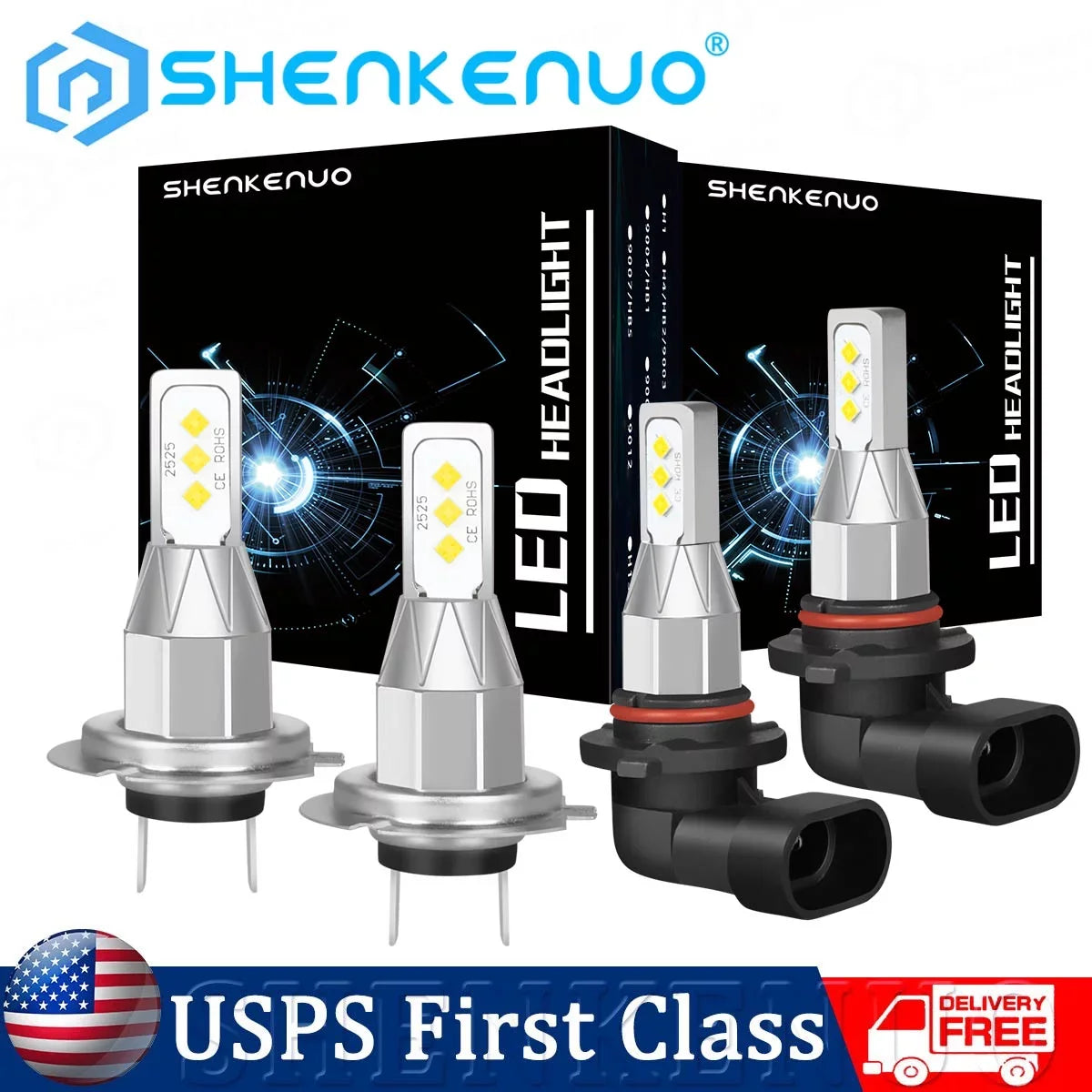CX-7 9005 Headlight Low Beam 2007-2010 2011 2012 Combo Mazda H7 Kit High LED For