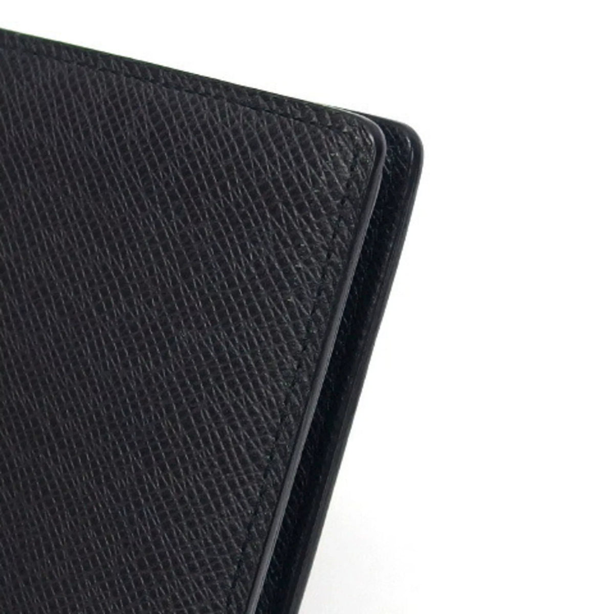 Billfold Taiga Pre-Owned Black Vuitton Long (Good) Wallet Bifold Louis