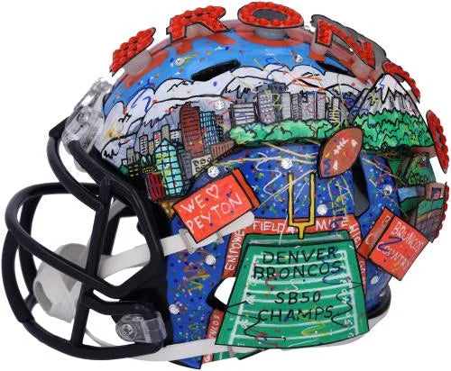 '- by Autographed Charles Painted Helmet Fazzino Fanatics Manning Mini Authentic - B703374 Denver Broncos - Hand Certified Peyton Artist