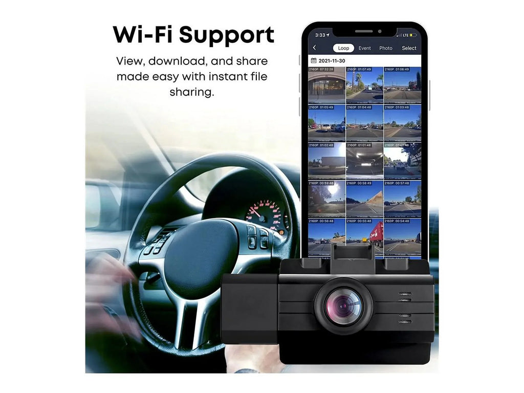 2K with Edition Dash Adesso G-Sensor View, View GOSP32G Surveillance by Rear Cam Pro Front 3-Channel Angle View, Cabin Wide - - myGEKOgear Scout